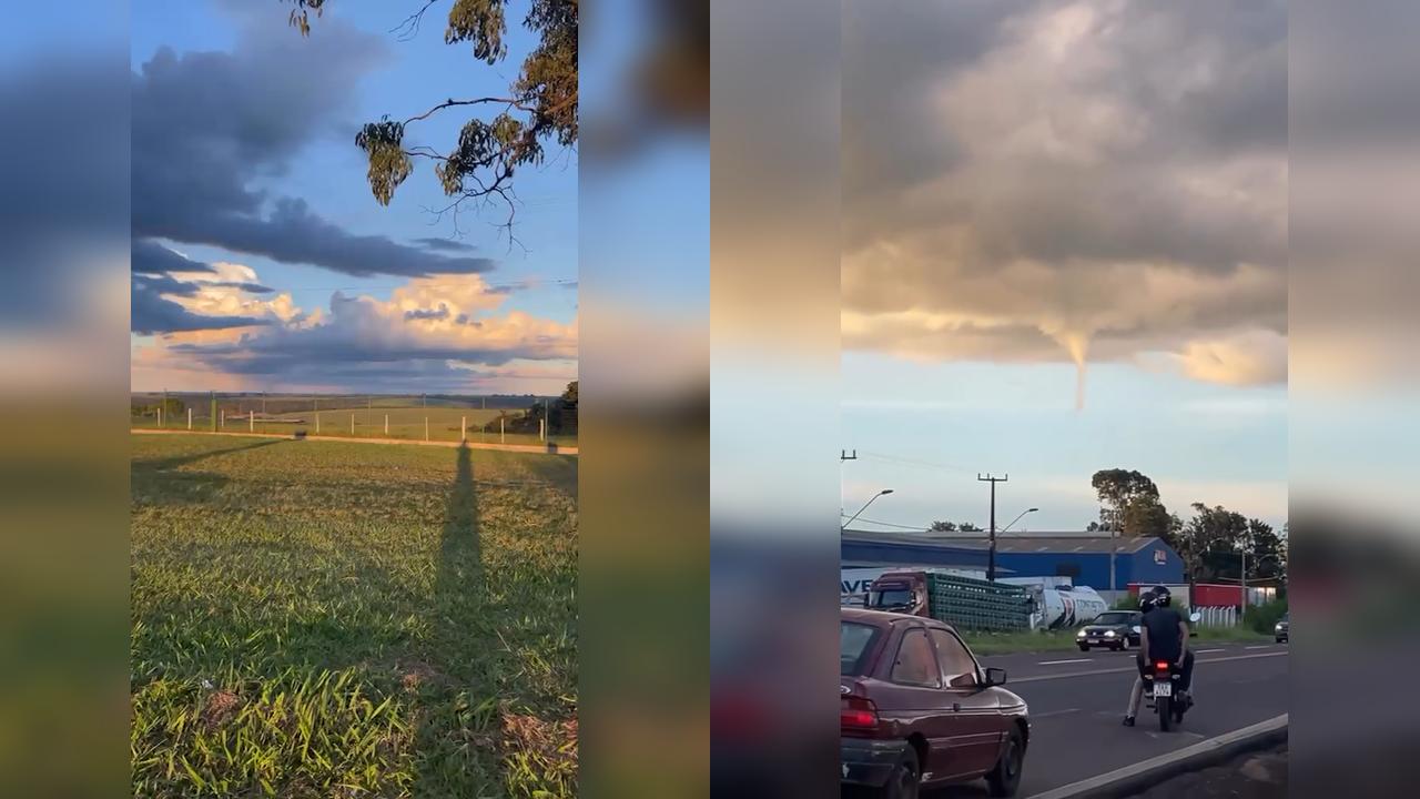 Tempo louco em Cascavel: Chuva, pedra, alagamentos, sol e, agora, formação de ‘nuvem-funil’