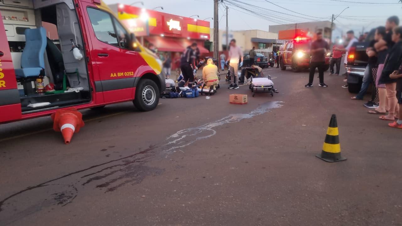 Acidente entre moto e carro deixa motociclista ferido no Bairro Santa Cruz
