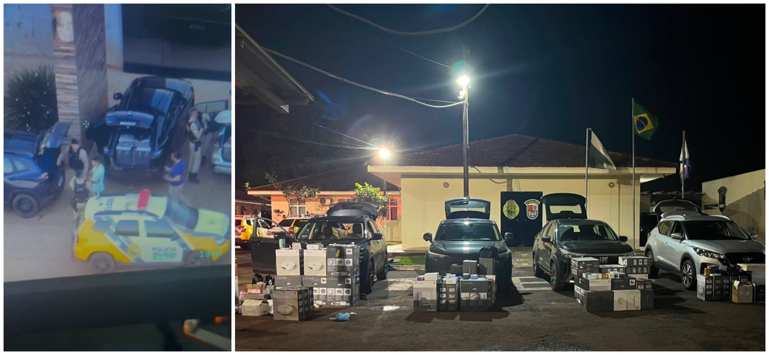 Helicóptero da PM ajuda a prender quatro suspeitos e apreender carga milionária de contrabando em Assis