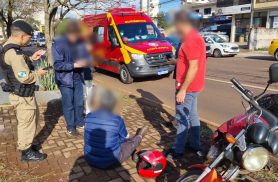 Acidente de trânsito deixa motociclista ferido na Rua Erechim