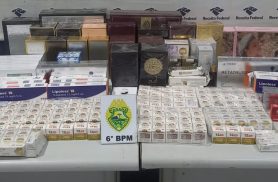 Fiscalização em ônibus na rodoviária de Cascavel termina com apreensão de centenas de medicamentos
