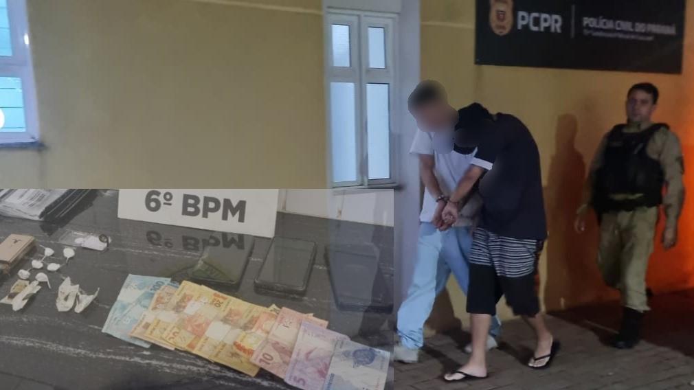 Abordagem da PM termina com apreensão de drogas e prisão de dois suspeitos no Centro de Cascavel