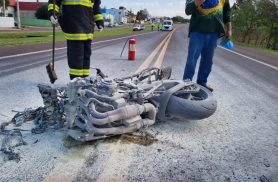 Motociclista fica ferido em colisão frontal na BR-277 em Santa Tereza do Oeste
