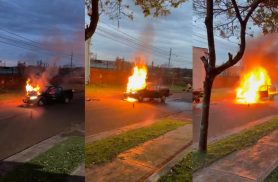 Vídeos mostram início de incêndio em carro no Periolo e ação do Corpo de Bombeiros