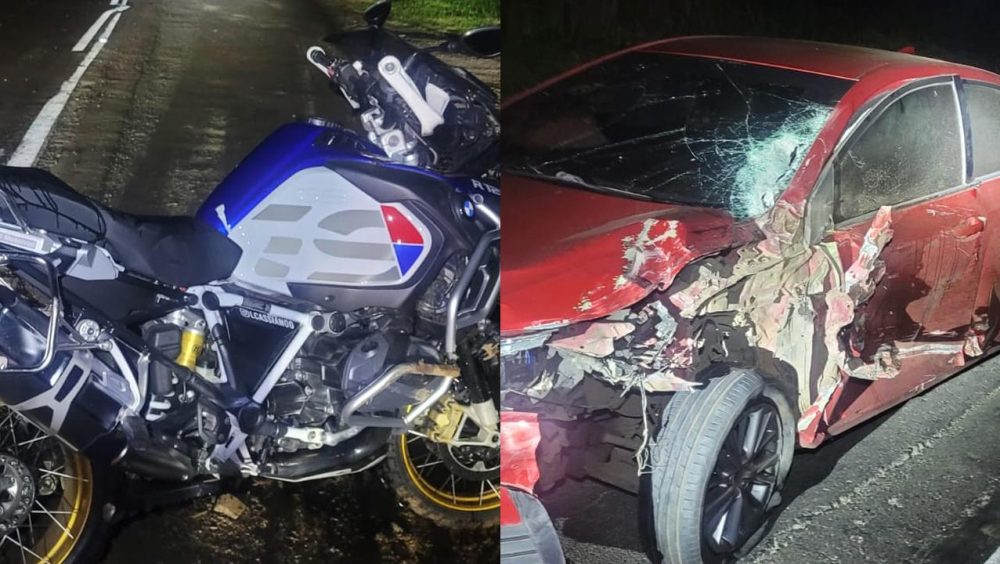 Motociclista e passageira ficam feridos em colisão frontal na BR-376 em Ortigueira Imagem referente a Motociclista e passageira ficam feridos em colisão frontal na BR-376 em Ortigueira