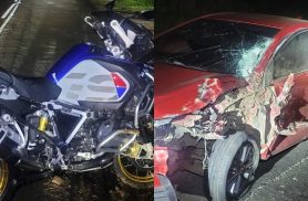 Motociclista e passageira ficam feridos em colisão frontal na BR-376 em Ortigueira