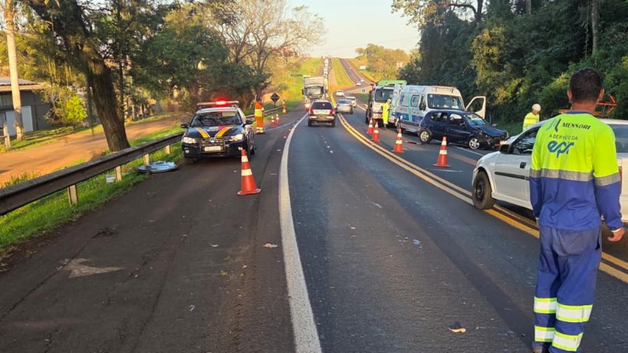 Imagem referente a Motorista sem CNH e embriagado causa colisão traseira na BR-277 em Matelândia