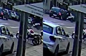 Vídeo mostra moto atingido lateral de carro na Rua Paraná
