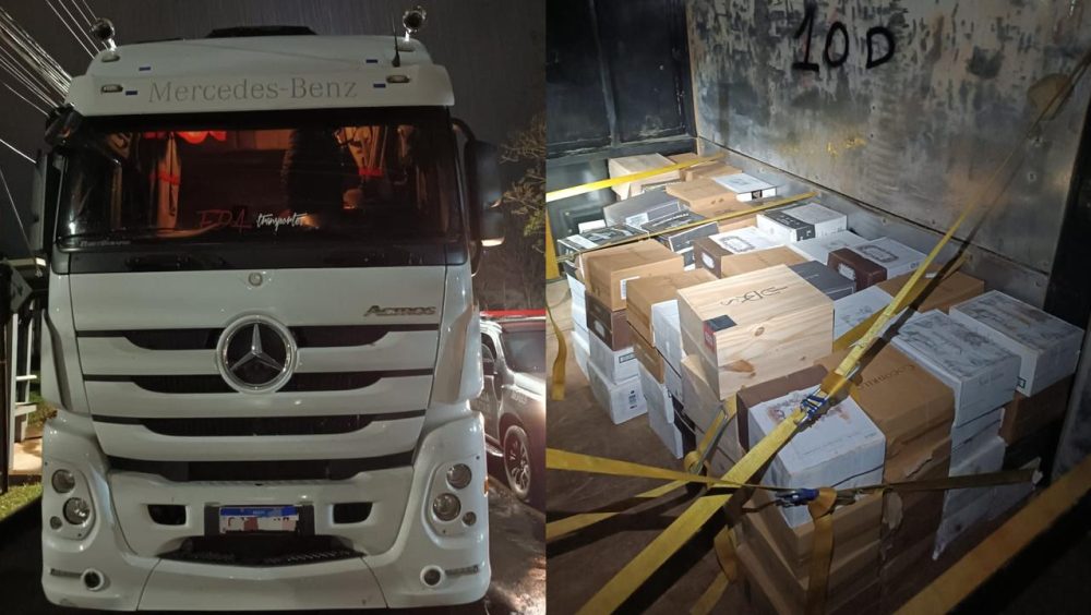 Caminhão com carga de vinho estrangeiro é apreendido durante ação do Choque na BR-369 Imagem referente a Caminhão com carga de vinho estrangeiro é apreendido durante ação do Choque na BR-369