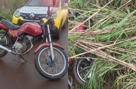 PM recupera motocicleta furtada encontrada abandonada em área de mata em Cascavel