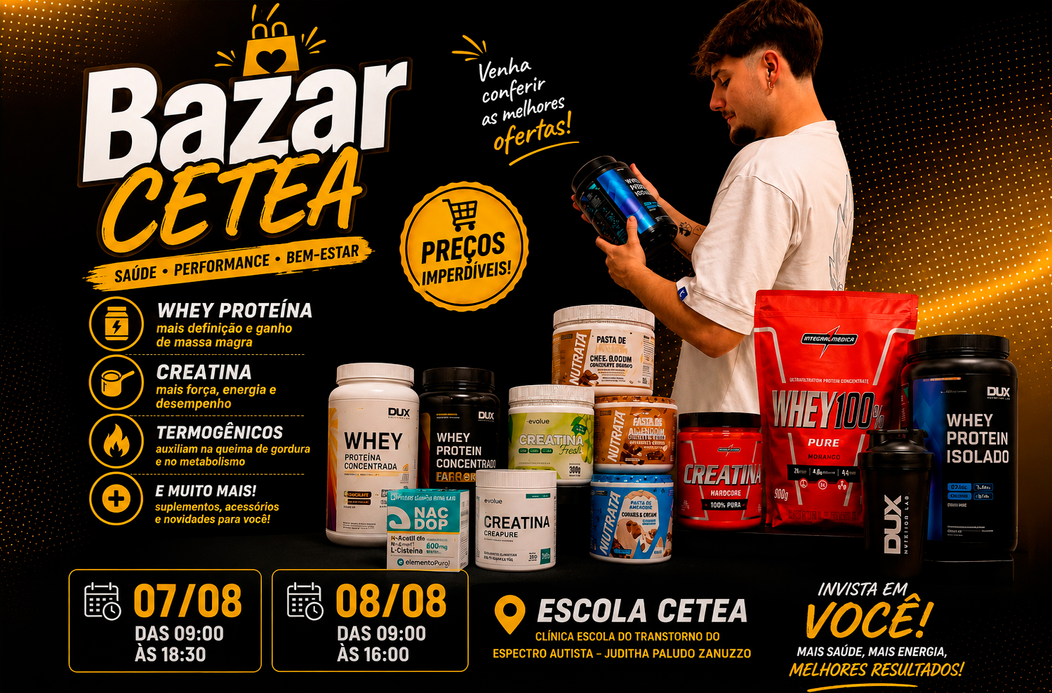 Bazar CETEA reúne suplementos e produtos de saúde com preços especiais em Cascavel Imagem referente a Bazar CETEA reúne suplementos e produtos de saúde com preços especiais em Cascavel