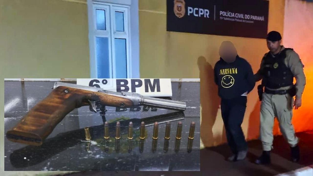 Disparo de arma mobiliza PM e homem acaba preso em flagrante em Cascavel