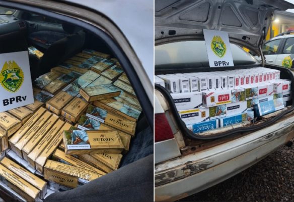 Fuga pela BR-277 termina com apreensão de carro paraguaio carregado com cigarros