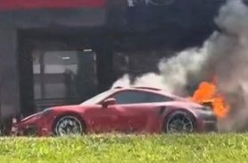 Porsche avaliado em mais de R$ 1 milhão pega fogo na Avenida Afonso Pena; veja vídeo!