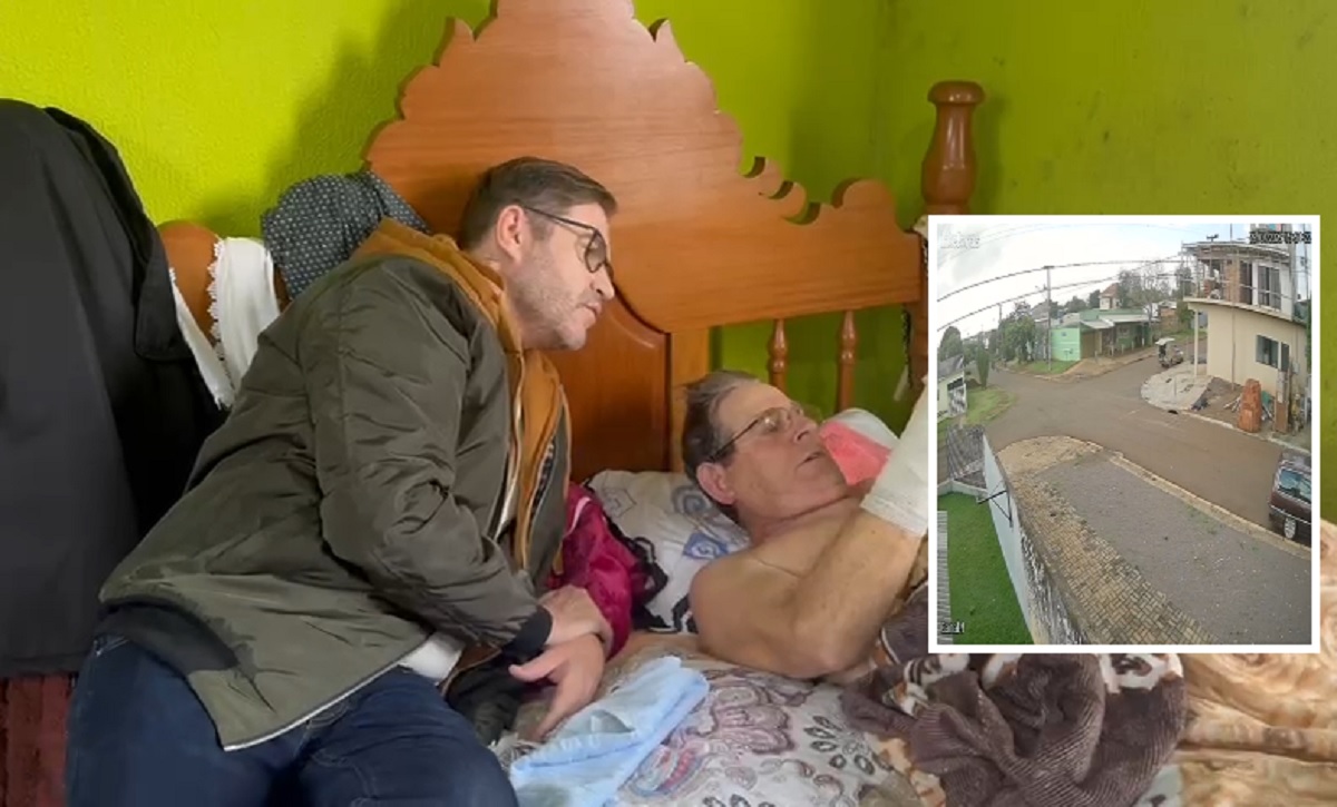 Veja na íntegra vídeo do seu Valmor assistindo à cena da própria queda de oito metros