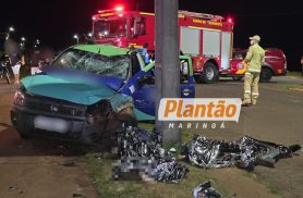 Colisão entre carro e moto mata casal no Contorno Sul de Maringá