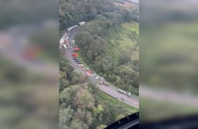 Imagens aéreas mostram bloqueio e indígenas deixando BR-277 em Nova Laranjeiras