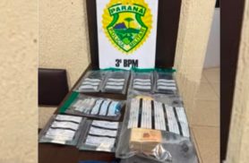 PM apreende R$ 21,8 mil e porções de cocaína durante ação contra o tráfico em Pato Branco