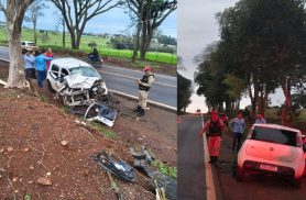 Uno sai da pista durante ultrapassagem e bate em árvores antes de ser atingido por caminhão na PR-182
