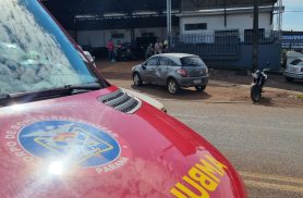 Homem fica ferido em acidente entre carro e moto na PRc-467 em Cascavel Homem fica ferido em acidente entre carro e moto na PRc-467 em Cascavel
