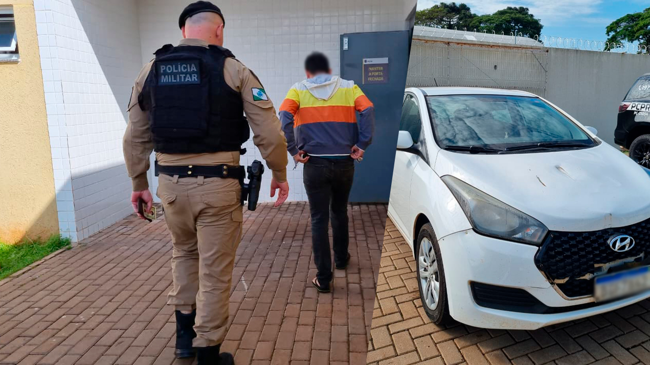 Homem é levado à delegacia após ser flagrado com carro com queixa de furto em Cascavel