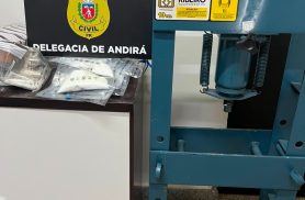 PCPR e PMPR prendem casal por tráfico de drogas e apreende cocaína, prensa e anabolizantes em Andirá
