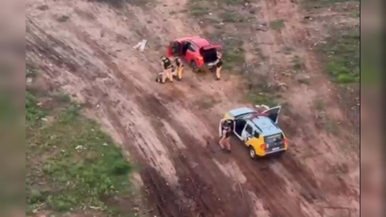 Falcão 04 apoia perseguição e ajuda PM a prender suspeito com carga de drogas em Umuarama