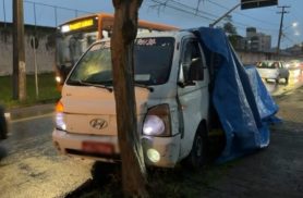 Idoso passa mal ao volante, bate caminhão em árvore e é socorrido após perder a consciência