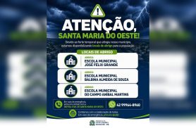 Temporal provoca estragos e Prefeitura abre três locais de abrigo em Santa Maria do Oeste