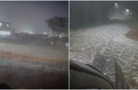 VÍDEO: ruas ficam alagadas e tomadas por granizo durante temporal em Pitanga