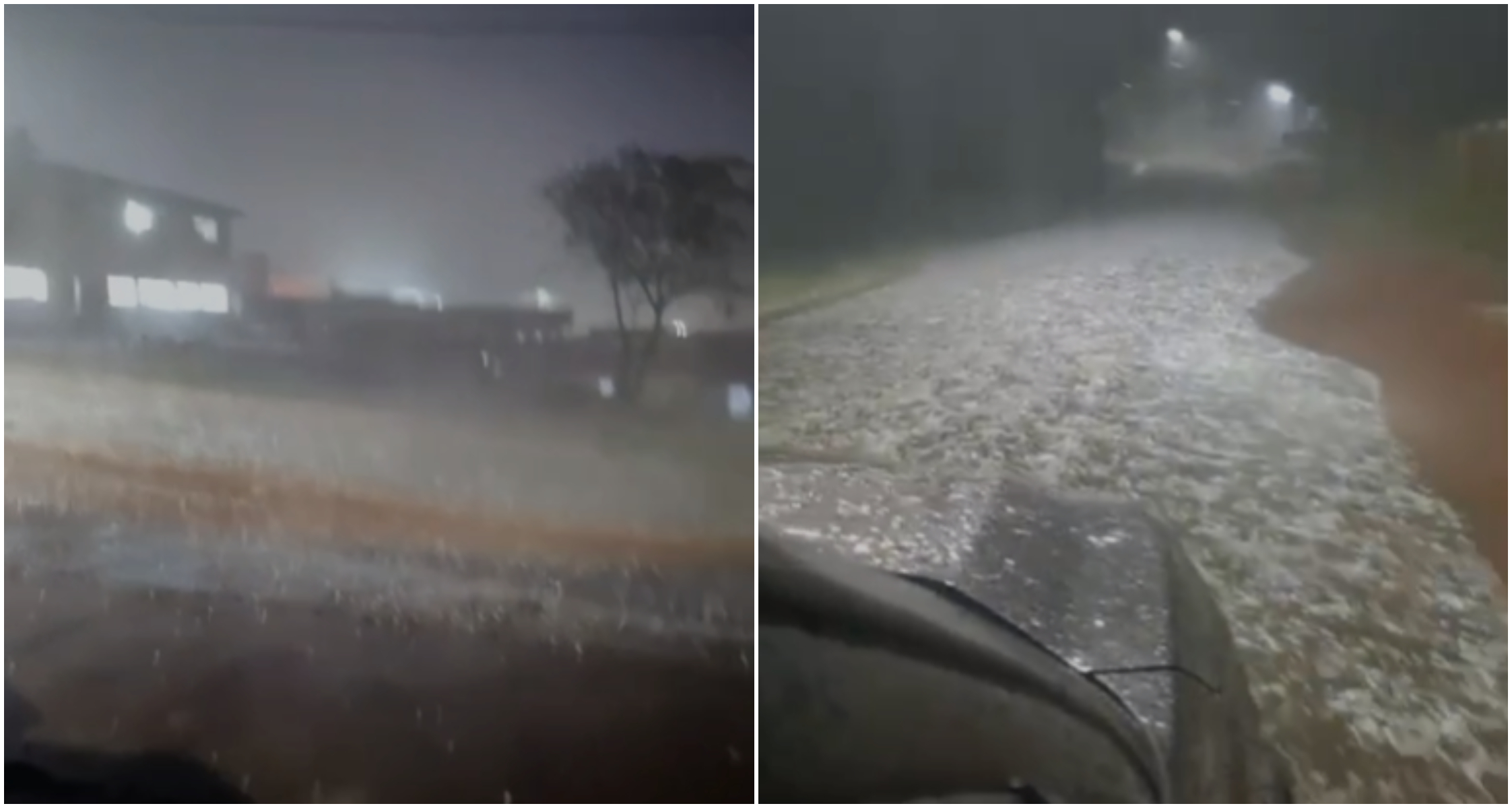VÍDEO: ruas ficam alagadas e tomadas por granizo durante temporal em Pitanga