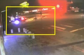 Câmera flagra forte batida entre moto e Azera no Bairro Neva