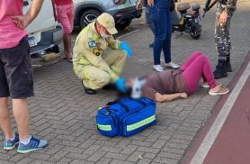 Batida entre bicicleta e autopropelido deixa vítimas em Cascavel