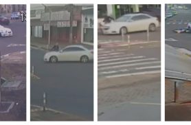 Câmeras flagram colisão entre carro e moto na Avenida Piquiri esquina com Rua Paraná