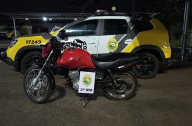 Motocicleta irregular é apreendida pela Polícia Militar em Assis Chateaubriand Motocicleta irregular é apreendida pela Polícia Militar em Assis Chateaubriand