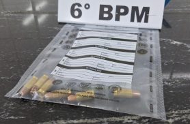 PM localiza seis munições de 9 mm em via pública no Recanto Tropical durante patrulhamento