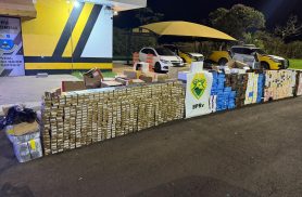 BPRv apreende cigarros, eletrônicos e medicamentos em caminhão na PR-445
