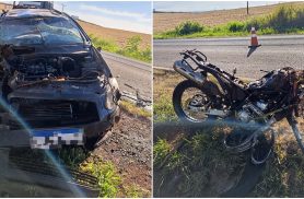 Colisão frontal entre carro e moto deixa dois mortos e cinco feridos na PR-436