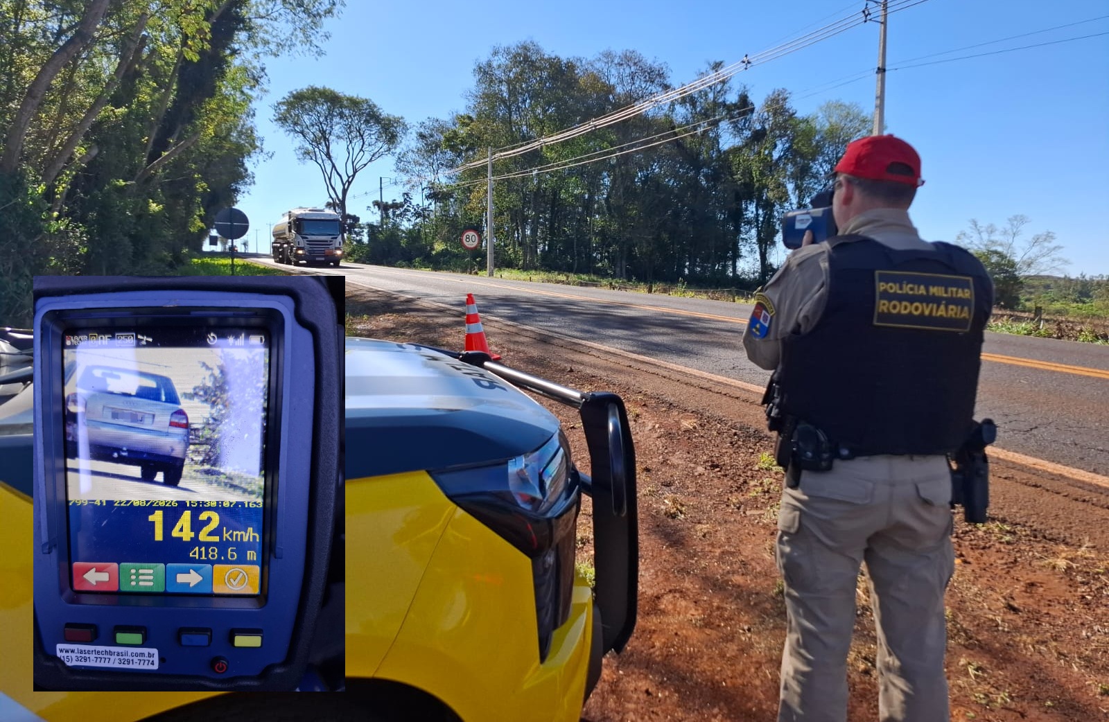 Imagem referente a Operação Radar flagra 70 motoristas acima da velocidade em apenas uma hora na PR-364, em Palotina