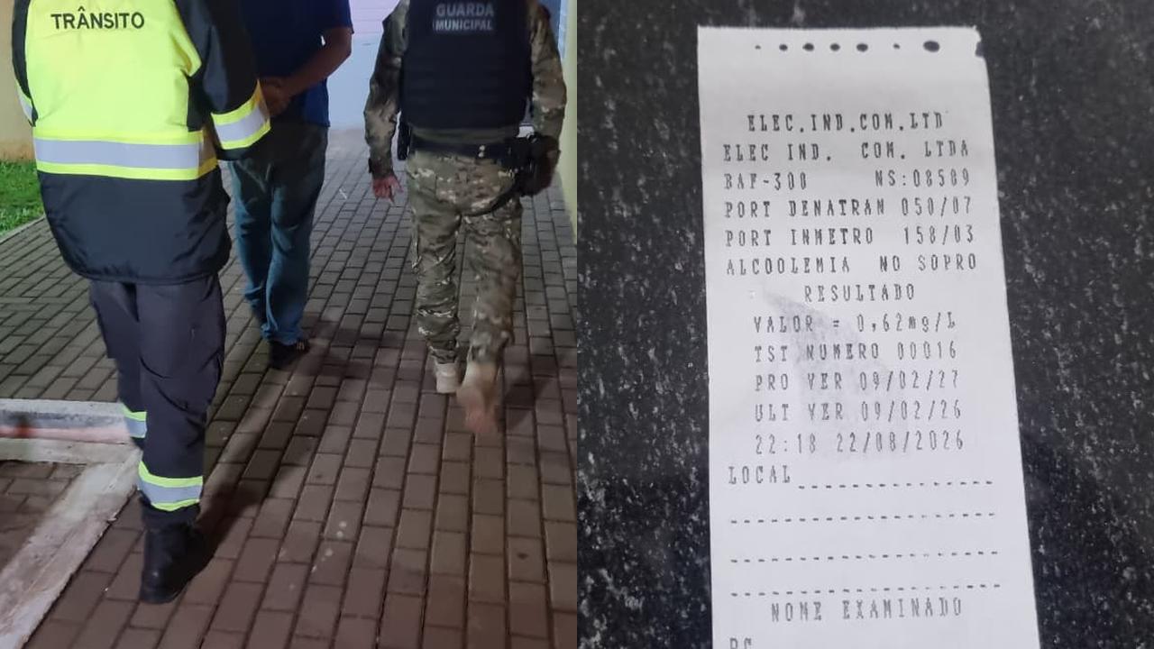 Motorista é detido por embriaguez ao volante após avançar sinal vermelho em Cascavel