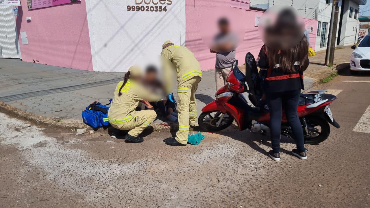 Motociclista é socorrido pelo Siate após acidente de trânsito no Cancelli