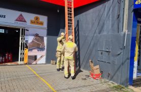 Gato fica preso em tubulação de prédio e Corpo de Bombeiros é acionado