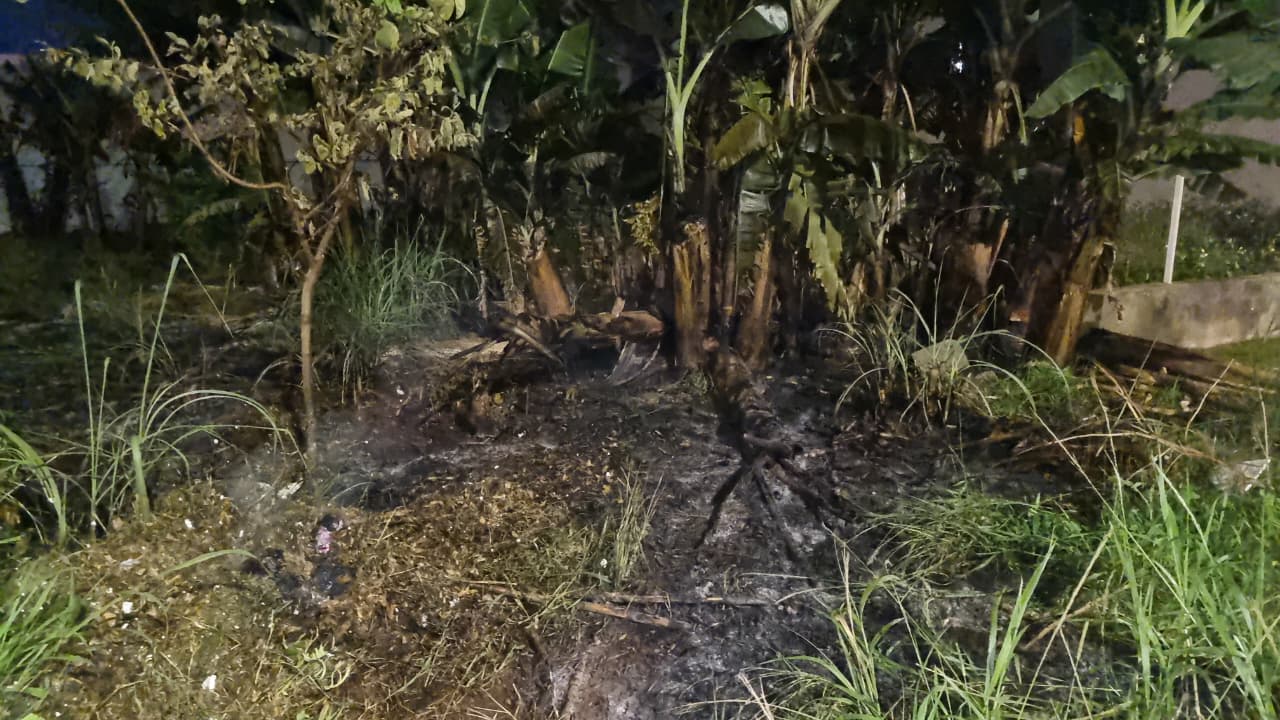 Bombeiros controlam incêndio em galhos secos no Bairro Universitário, em Cascavel