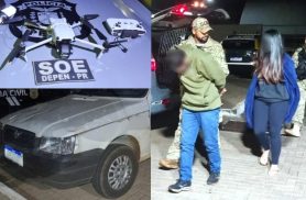 Casal é preso com drone que seria usado para levar drogas a presídio na BR-277