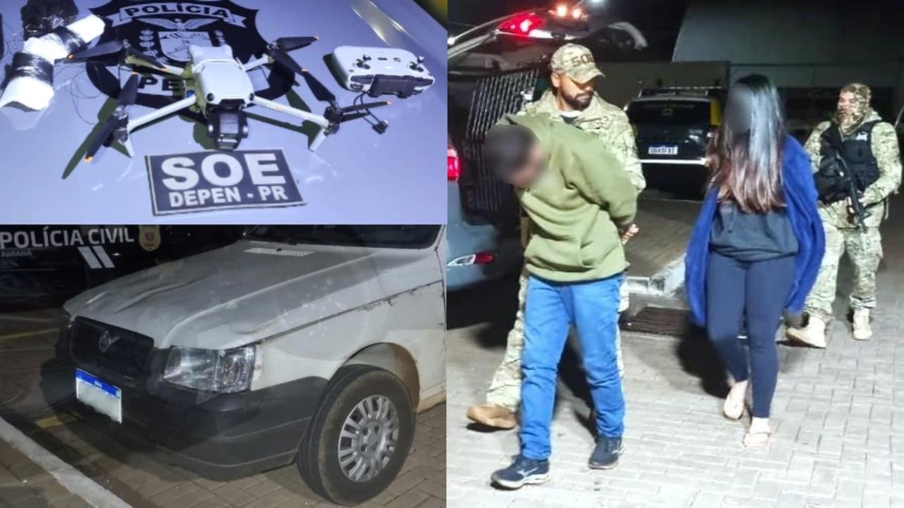 Casal é preso com drone que seria usado para levar drogas a presídio na BR-277