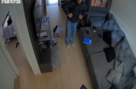 "Nossa": Ladrão lamenta após ser flagrado por câmera durante furto em Cascavel