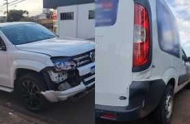 Amarok e Doblò colidem em cruzamento no Bairro Neva em Cascavel