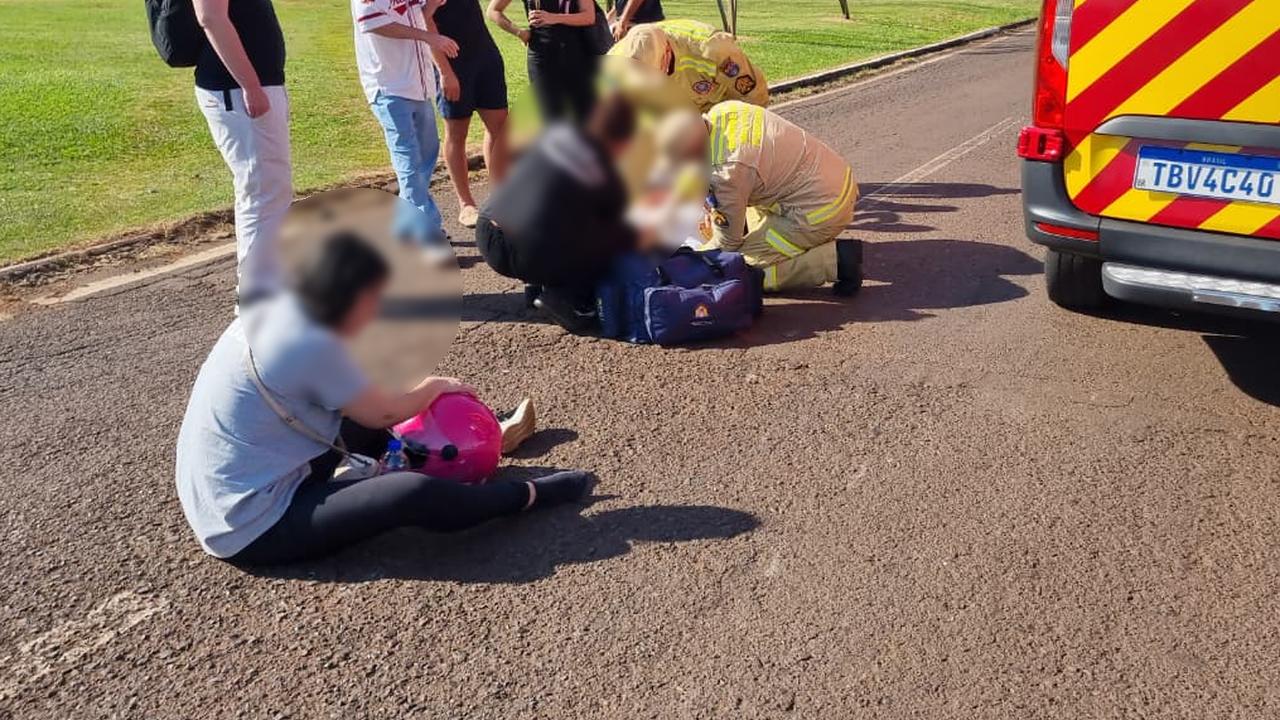 Casal fica ferido após sofrer queda de moto na Avenida das Torres
