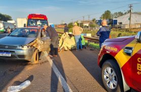 Idoso fica em estado gravíssimo após forte colisão na rodovia BR-277
