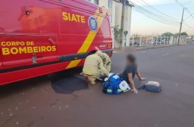 Homem é atendido após acidente de trânsito na Rua Henfil esquina com Rua Albert Einstein